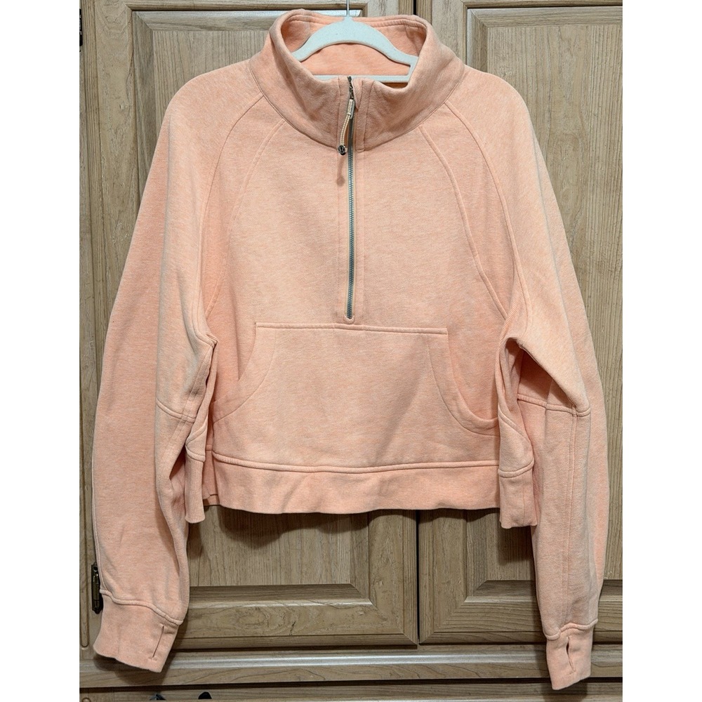 Lululemon Scuba Oversized Funnel Neck Half Zip Peach Sweatshirt Size XL/XXL